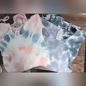2 QTY My Favorite Soft Tie-Dye Women's Hoodies - Pink and Gray